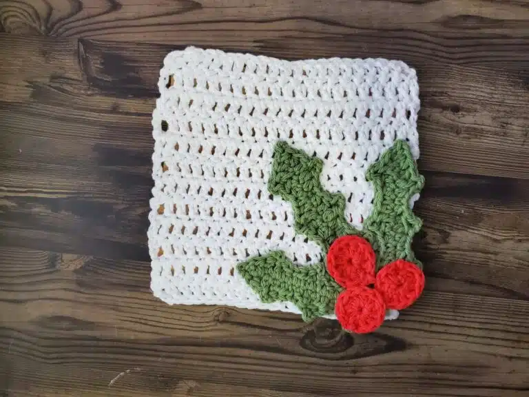 Holiday Holly Crochet Trivet